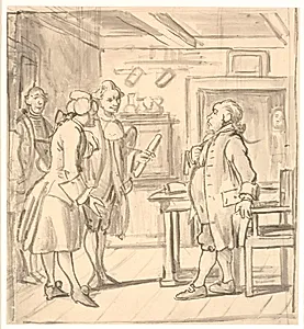 Rådsherrenes lykønsknings visit (Den politiske kandestøber) by Wilhelm Marstrand