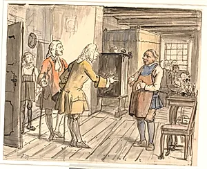 Rådsherrernes lykønsknings visit (Den politiske kandestøber) by Wilhelm Marstrand