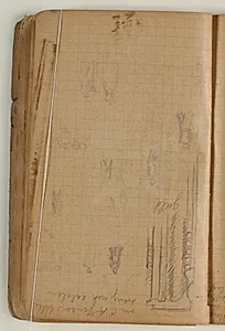 Rammestudier og figurskitser, samt notat by Niels Larsen Stevns