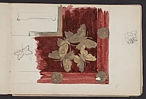 Rammeudsnit med sommerfugle. Studie til rammen omkring "Tre kvinder. Sommeraften", 1895