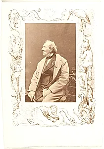 Randtegning om et fotografi af H.C. Andersen by Lorenz Frølich