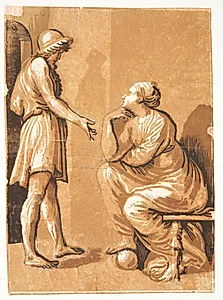 Raphael med sin elskerinde by Ugo da Carpi