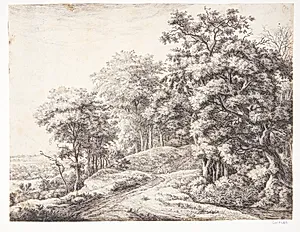Rejsende på en skovvej by Anthonie Waterloo