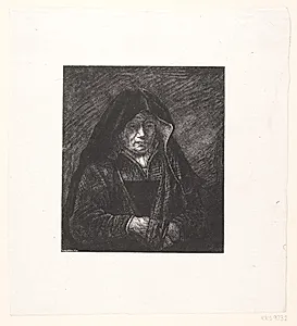 Rembrandt: Den gamle kone by Ubekendt