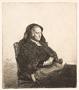 Rembrandts moder, siddende by Rembrandt van Rijn