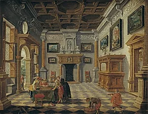 Renæssanceinteriør med tric trac spillere by Esaias van de Velde