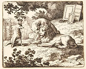 Renard lover løven gaver by Allaert van Everdingen