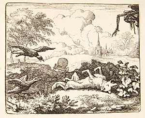 Renard spiller død by Allaert van Everdingen