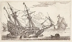 Reparation af et kølhalet koffardiskib by Reinier Zeeman