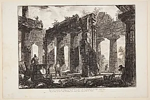 Resterne af det pronaos i Neptun-templet, som er afbildet i forrige blad [...] by Giovanni Battista Piranesi