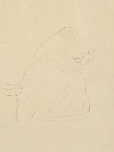 Rids af siddende læsende Kone (Kunstnerens moder) by Christen Købke