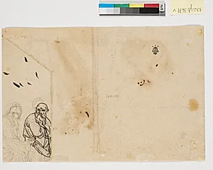 Rids af to oldinge på et påklistret papirstykke by Nicolai Abildgaard