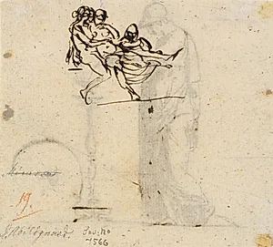 Rids med forbindelse til Schadows relief Bacchus og Ariadne og Thorvaldsens Herakles og Omfale, begge vist nok 1792. by Nicolai Abildgaard
