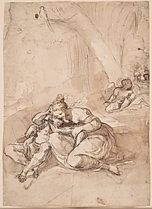 Rinaldo og Amida i tryllehaven (scene fra Torquato Tassos Gerusalemme Liberata) by Lodovico Carracci