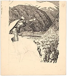 Roland blæser i hornet by Niels Skovgaard