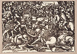 Romerne indtager Satricum by Tobias Stimmer