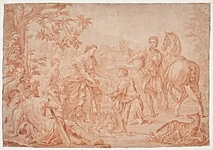 Romulus og Remus. (Livius I, 4). Studie efter Carlo Marattis maleri i Sanssouci, Potsdam (udf. 1692 for Niccolo Maria Pallavicini) by Hendrik Krock