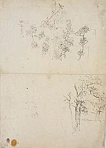 Rosengrene, der slynger sig om et trækors og træstudier by Dankvart Dreyer