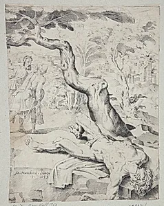Røverne efterlader den rejsende halvdød by Dirk Volkertsz. Coornhert