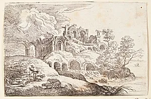 Ruiner ved en sø by Lucas van Uden