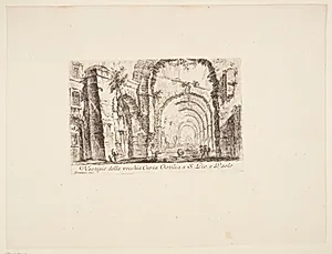 Ruinerne af Hostilius' gamle senathus nær kirken for Sankt Paulus og Sankt Johannes by Giovanni Battista Piranesi