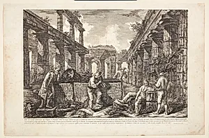 Ruinerne af Neptuntemplets indre [...] by Francesco Piranesi