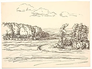 Rundt om Ager og Eng laa der store Skove by Fritz Syberg