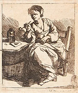 Rygende kvinde by Cornelis Pietersz Bega