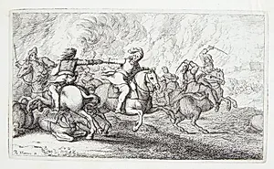 Rytter uden hjelm angriber en fjende by Albert Flamen