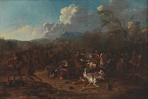 Rytterbatalje ved en fæstning by Karel Breydel
