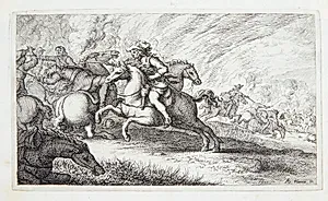 Rytterfægtning med en rytter, der dræber en fjende med en pistol by Albert Flamen