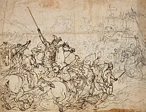 Rytterslag med elefanter og orientalere by Giovanni Battista Foggini