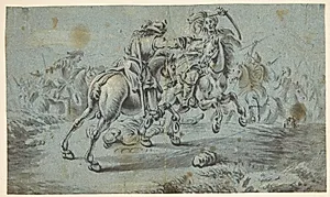 Rytterslagscene med tyrkere? by Johann Georg von Bemmel