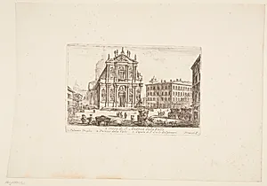 S. Andrea delle valle-kirken. 1. Palazzo Truglia. 2. Palazzo della Valle. 3. S. Carlo de Catenari's kuppel by Giovanni Battista Piranesi