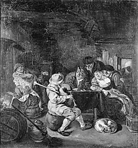 Sækkepibespiller i værtshus by Cornelis Dusart