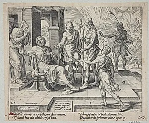 Salige er de fattige i ånden. Job modtager de dårlige tidender om sin ulykke by Harmen Jansz. Muller