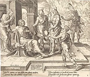 "Salige er de fattige i ånden. Job modtager de dårlige tidender om sin ulykke" by Harmen Jansz. Muller