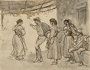 Saltarellodans by Wilhelm Marstrand