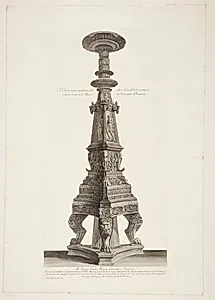 Samme kandelaber, den såkaldte Newdigate kandelaber, som i forrige blad, set fra en anden vinkel by Giovanni Battista Piranesi