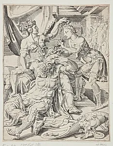 Samson og Dalila by Dirk Volkertsz. Coornhert