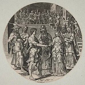 Samson og filisterkvindens bryllup by Philips Galle