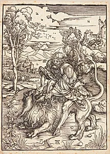 Samson slår løven ihjel by Albrecht Dürer