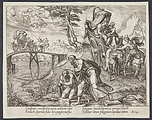 Sankt Filip døber eunukken by Philips Galle