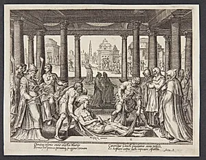 Sankt Stefans begravelse by Philips Galle