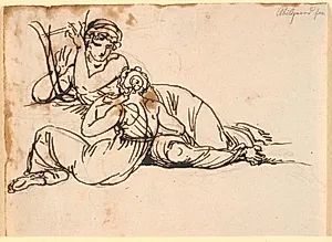 Sappho og Mytilenerinden by Nicolai Abildgaard