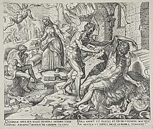 Satan smitter Job med sin spedalskhed by Philips Galle
