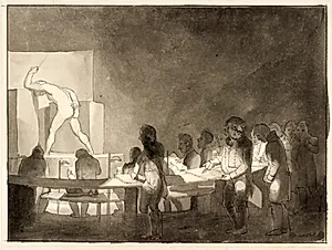 Satire over modelskolen på Kunstakademiet by C.W. Eckersberg