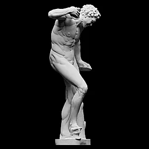 Satyr med fod-pauke og bækkener. Medici Faunen. Fra gruppen Opfordring til dans by Ubekendt