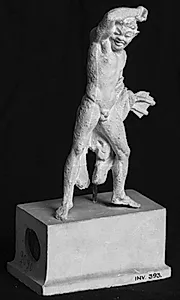 Satyr med panterskind over v. arm. H. arm ligger over hovedet, i v. hånd en panfløjte by Ubekendt