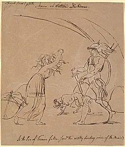 Scene af Ossian; Morna og Duchomar by Nicolai Abildgaard